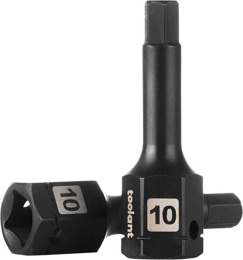 toolant 1/2" drive 10mm impact hex bit socket set 2PCS, Hex Drive, S2 Steel Air Drive Allen Socket set,Impact Grade，Anti-Roll Design - Image 1